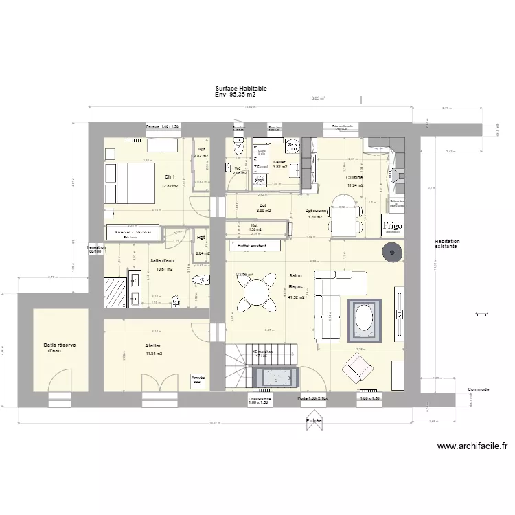 Loft Agrandissement R de C+1m Inversion TV*. Plan de 