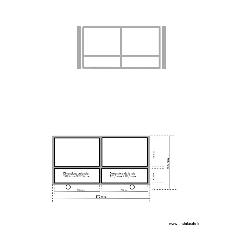 coulissant. Plan de 5 pièces et 6 m2