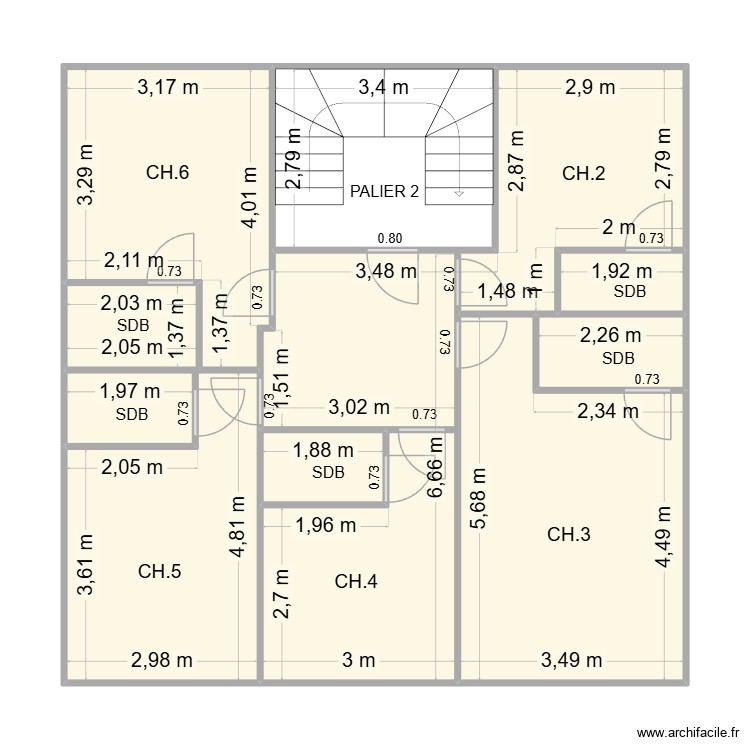ETAGE 2 AVEC DIMENSIONS. Plan de 0 pièce et 0 m2