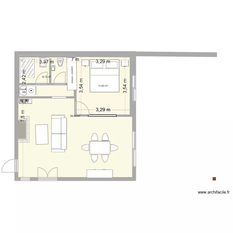 plan grange. Plan de 3 pièces et 72 m²