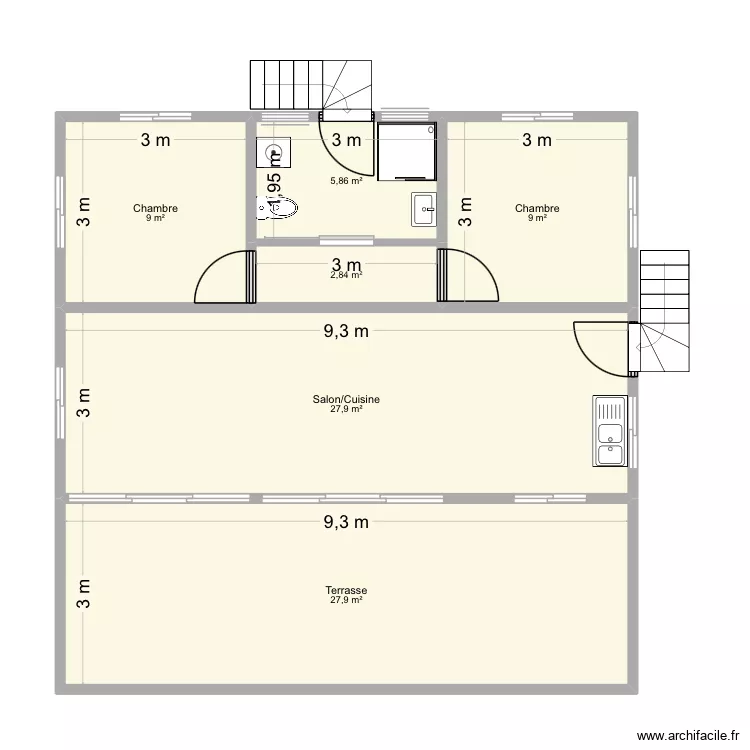 Maison r&eacute;sidence principale + Maison location. Plan de 6  et 83 m²