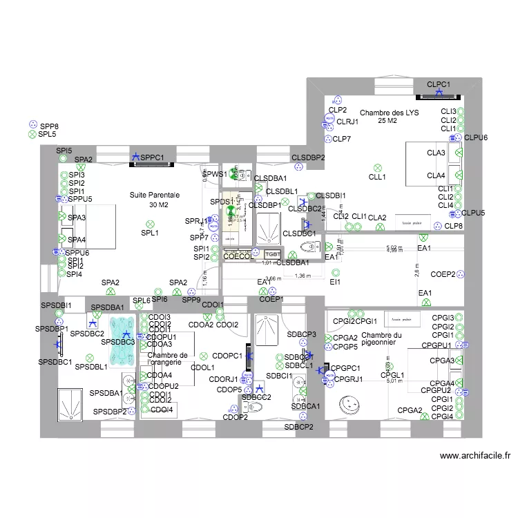 manoir premier &eacute;tage. Plan de 