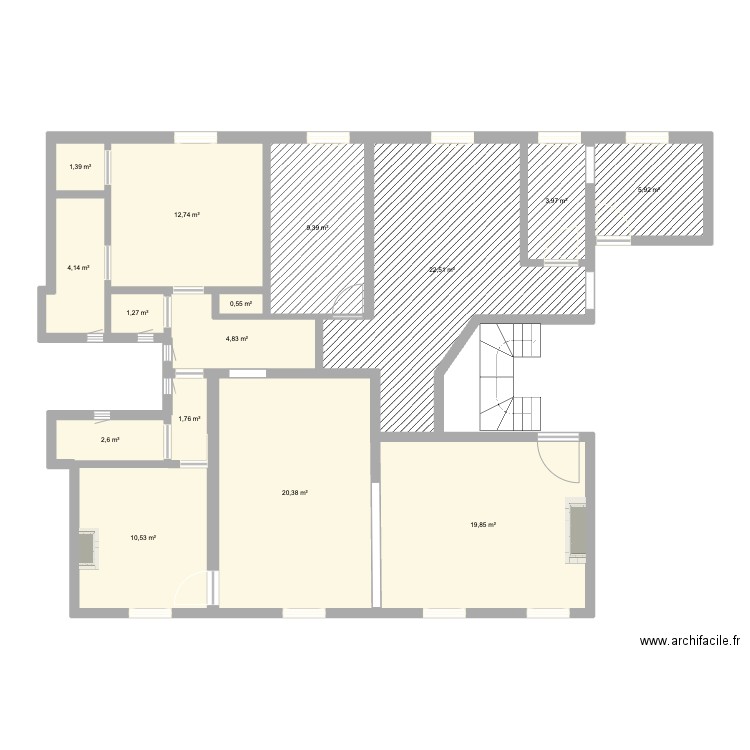 Plan Asnières Poste séparation. Plan de 15 pièces et 122 m2