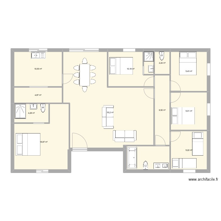 Ma maison. Plan de 11 pièces et 136 m2