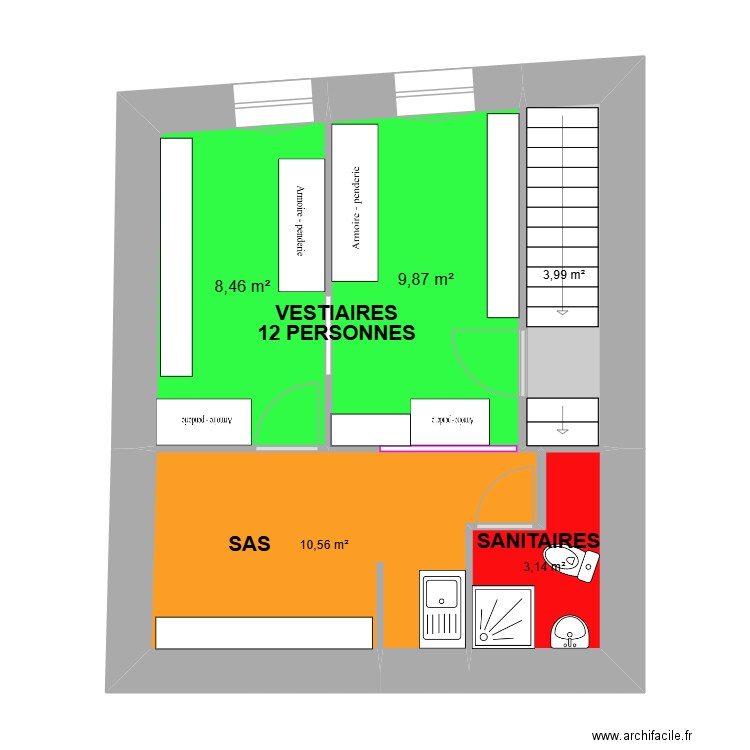 POTIERS 3 R+1.3. Plan de 5 pièces et 36 m2