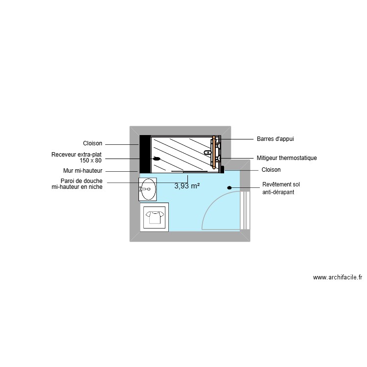 Projet SAINDOU. Plan de 1 pièce et 4 m2