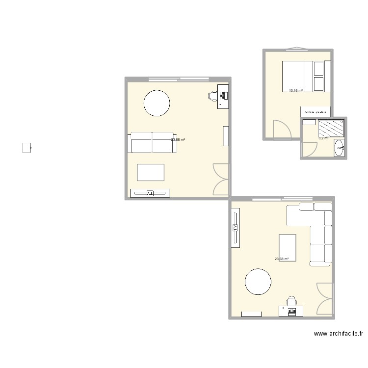 Marcel Thill ensemble. Plan de 4 pièces et 61 m2