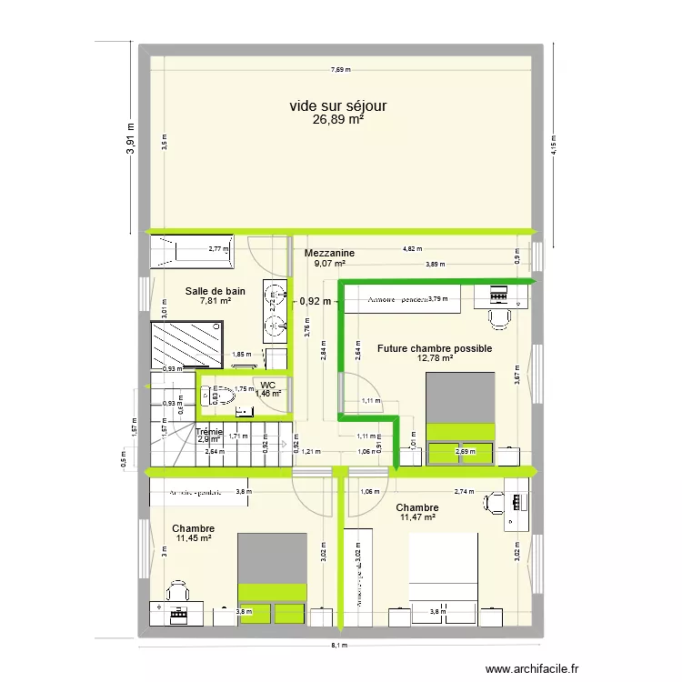 12.2 etage chambre nord plan du 07 05 2025. Plan de 