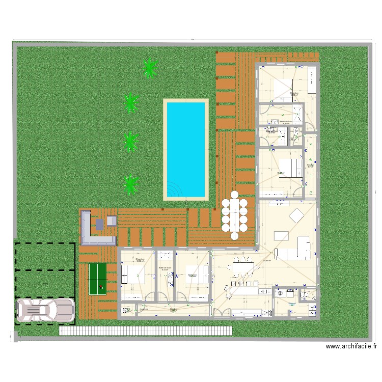 Nosybe 2 Plomberie. Plan de 14 pièces et 162 m2