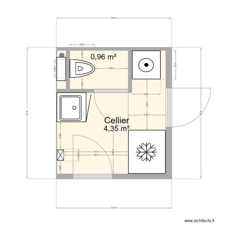Buanderie_v_01112025. Plan de 3 pièces et 5 m2