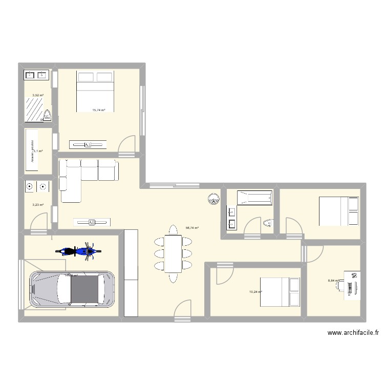 maison 2. Plan de 8 pièces et 119 m2
