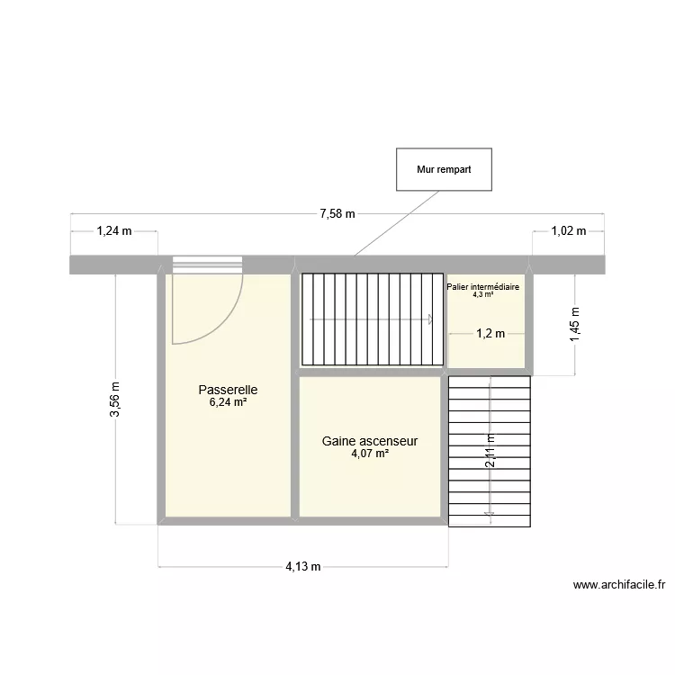 Gaine ascenseur extérieur GOURDON. Plan de 3 et 15 m² Gaine ascenseur extérieur GOURDON. Plan de 3 et 15 m²