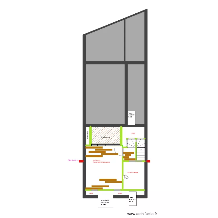 BAUCQ 77 4e &eacute;tage SOLS - Bois -. Plan de 9  et 91 m²
