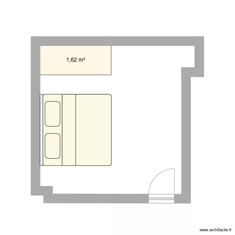 Chambre. Plan de 1  et 2 m²