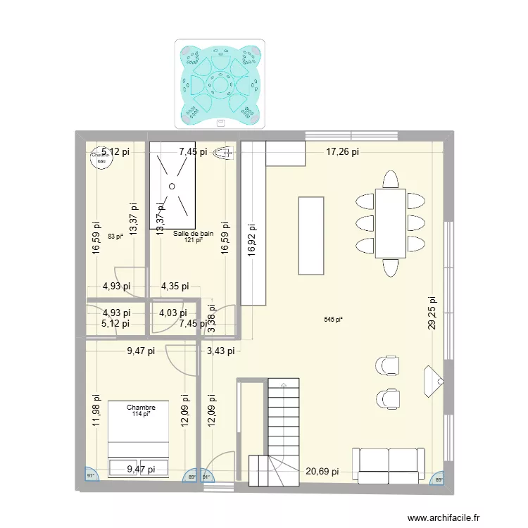 Hugo chale 30x32. Plan de 4  et 80 m²