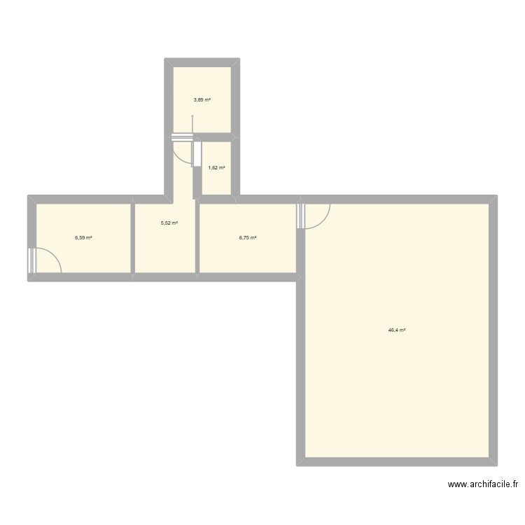 hamam. Plan de 6 pièces et 71 m2