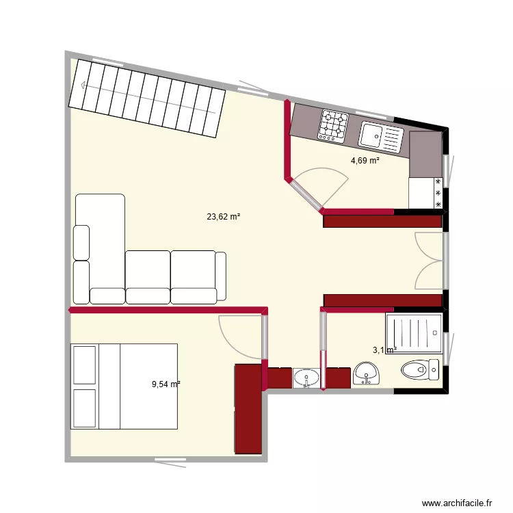 amani. Plan de 4  et 41 m²