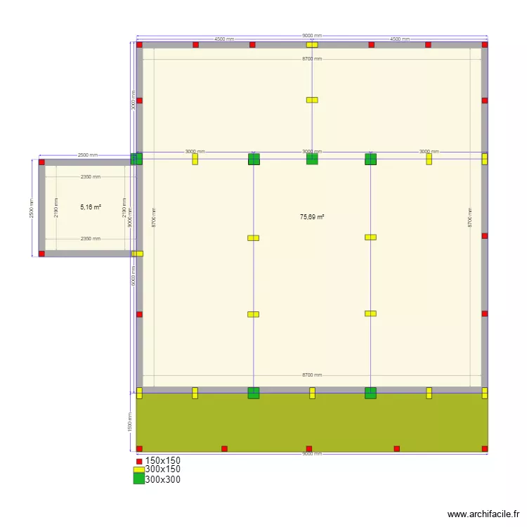9 на 9 сваи. Plan de 