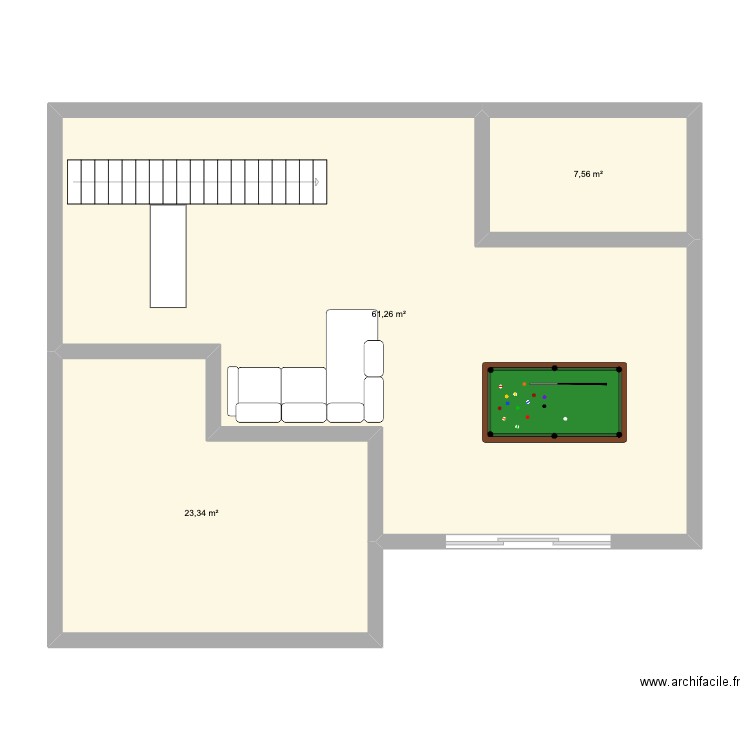 plan sous sol. Plan de 3 pièces et 92 m2