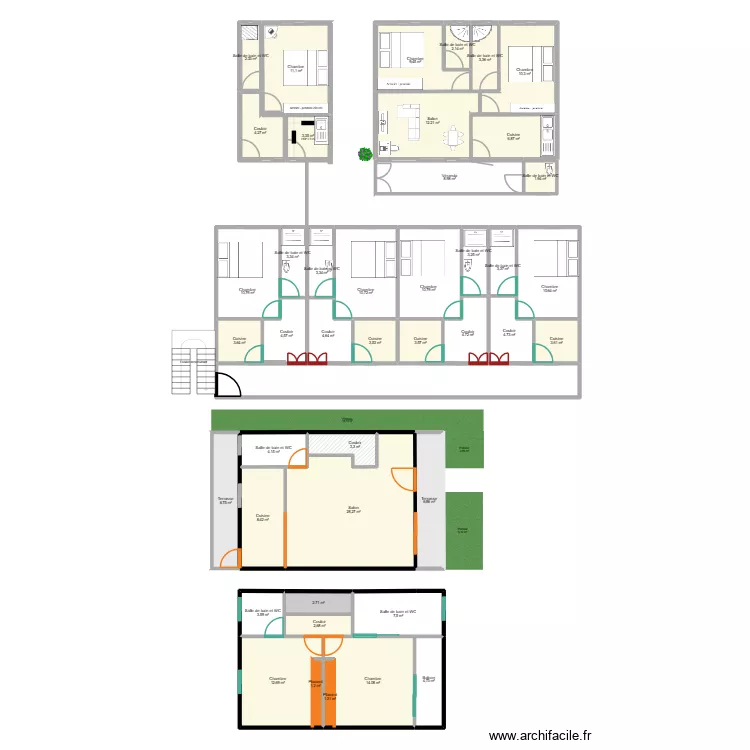 Plan 1. Plan de 43  et 274 m²