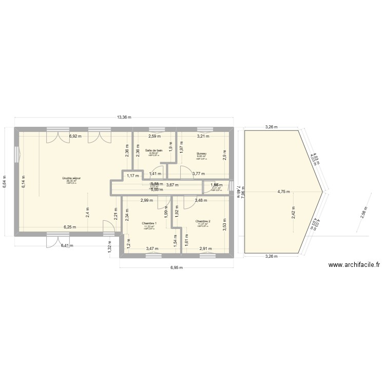 BRACHET. Plan de 7 pièces et 85 m2
