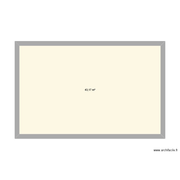 RDC. Plan de 1 pièce et 43 m2
