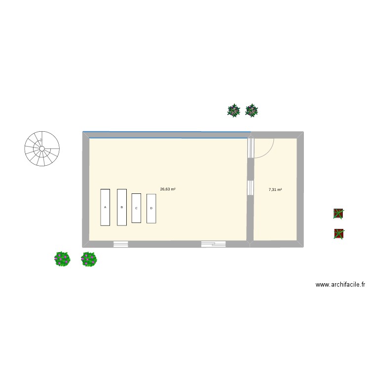 plplA. Plan de 2 pièces et 34 m2