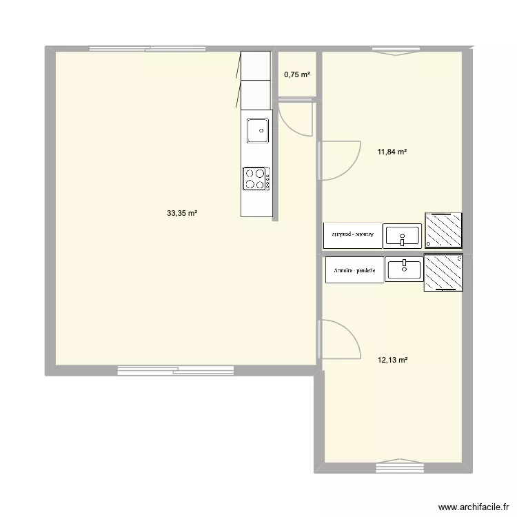 bourdaines 3. Plan de 4  et 58 m²