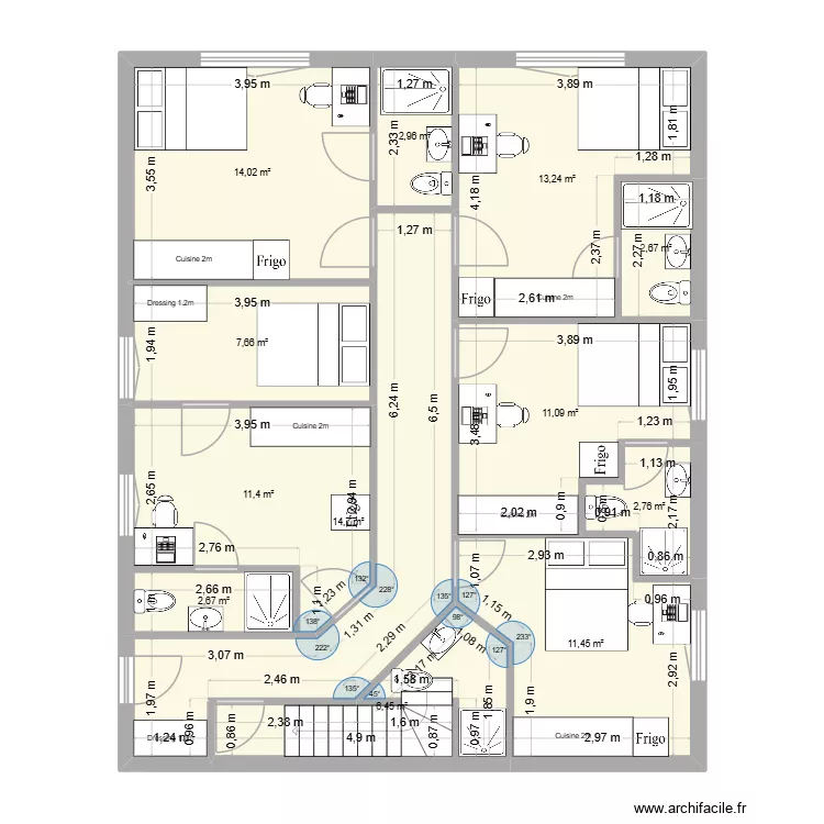 Saint-agne 1er &eacute;tage APRES. Plan de 12  et 101 m²