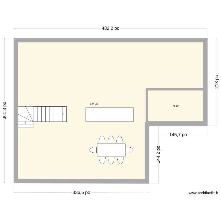 test. Plan de 2 pièces et 88 m2