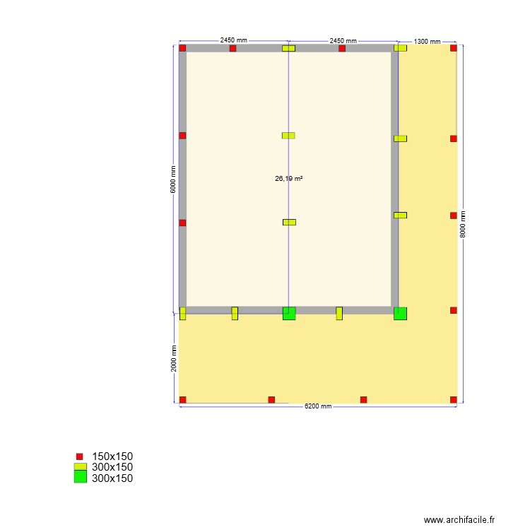 Переславль 2м сваи. Plan de 2 pièces et 44 m2