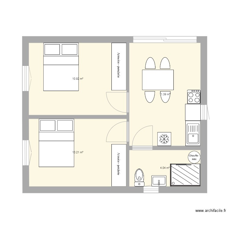 extention 2. Plan de 4 pièces et 37 m2