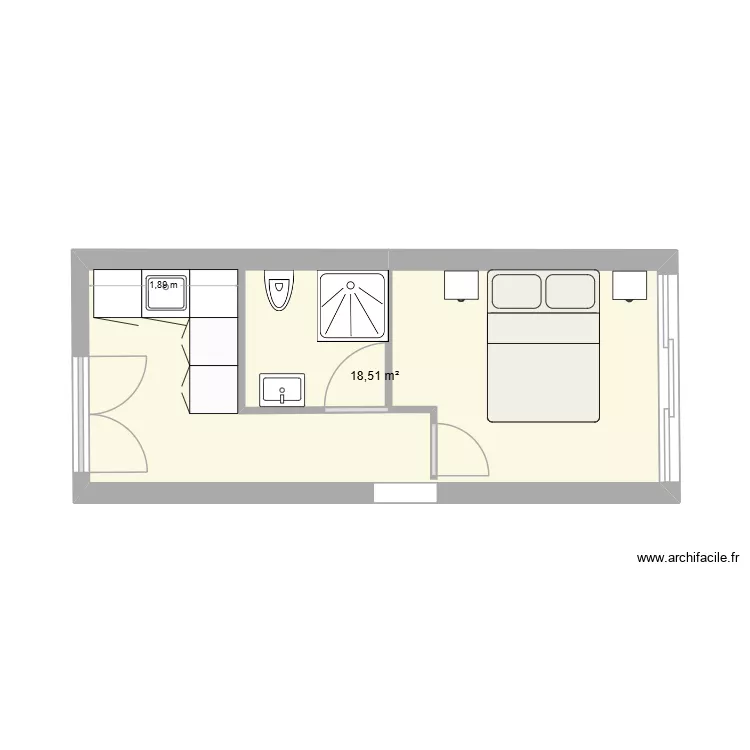 am&eacute;nagement garage. Plan de 1 Pièce et 19 m²