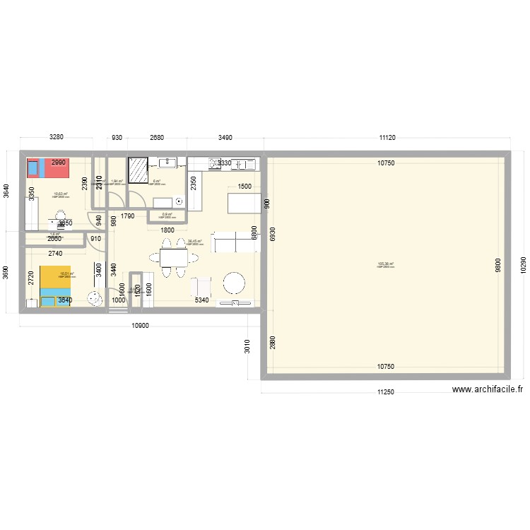 Coté Rose V2. Plan de 10 pièces et 164 m2