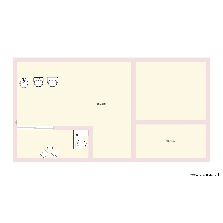 ELYDJAH THOMAS COIFFFURE. Plan de 2 pièces et 76 m2