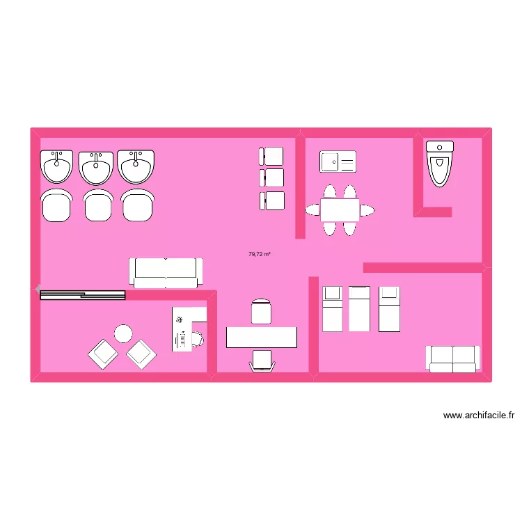 ELYDJAH THOMAS COIFFFURE. Plan de 1  et 80 m²