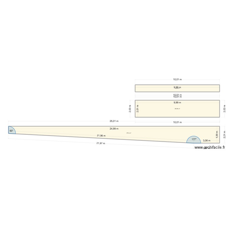 caneton. Plan de 3 pièces et 66 m2