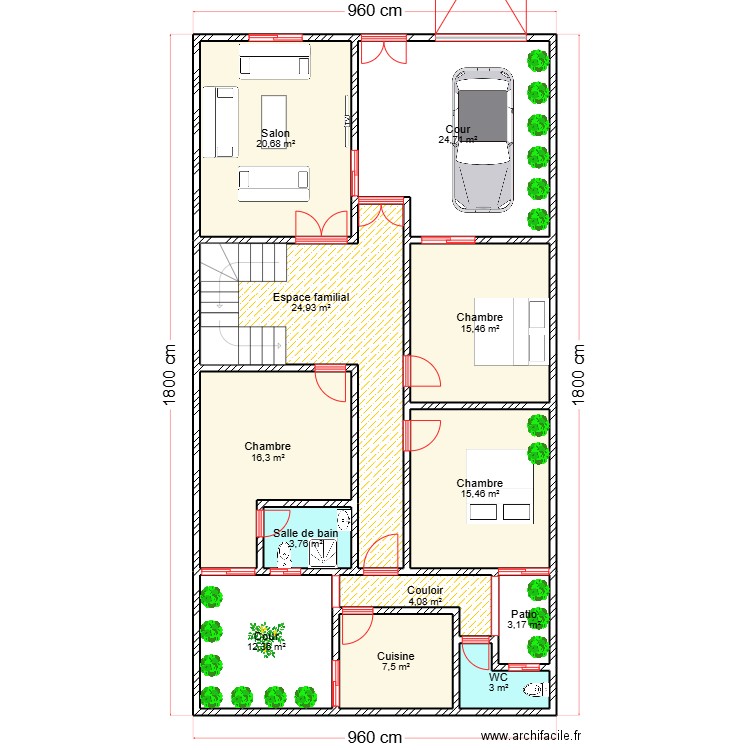 ALIOU  DIENG. Plan de 12 pièces et 151 m2