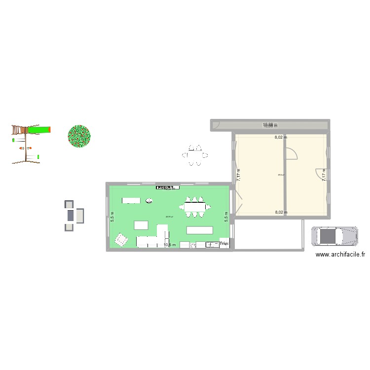 Maison Cenon. Plan de 3 pièces et 123 m2