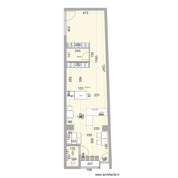 BURGER TIME. Plan de 5 Pièces et 72 m² BURGER TIME. Plan de 5 Pièces et 72 m²