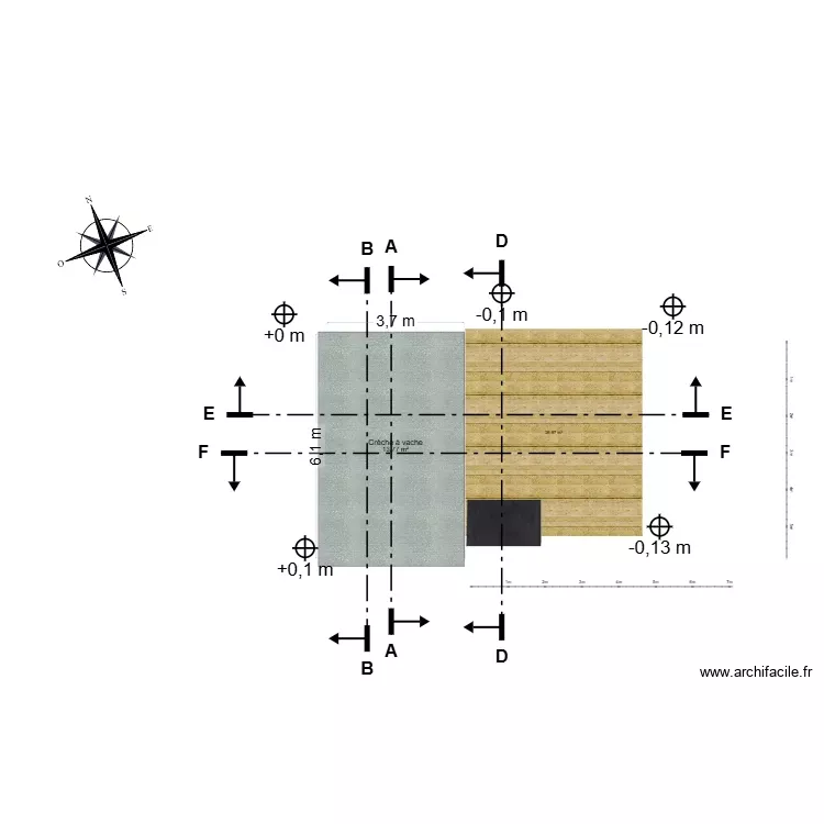cr&egrave;che actuellement avec toiture. Plan de 1 Pièce et 14 m²