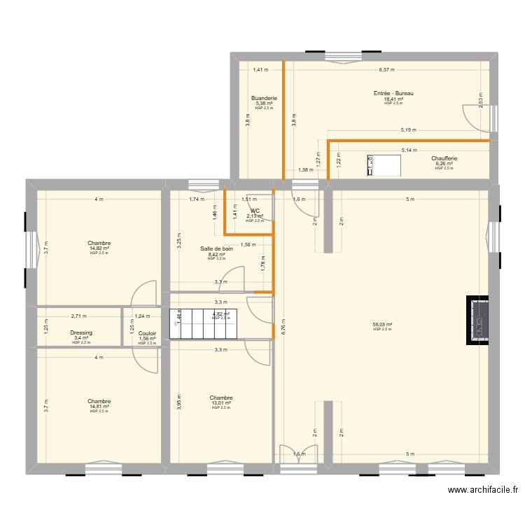 DUPEYRE Pierre-Henry - BAYLE Emilie - Projet version Marc. Plan de 12 pièces et 152 m2