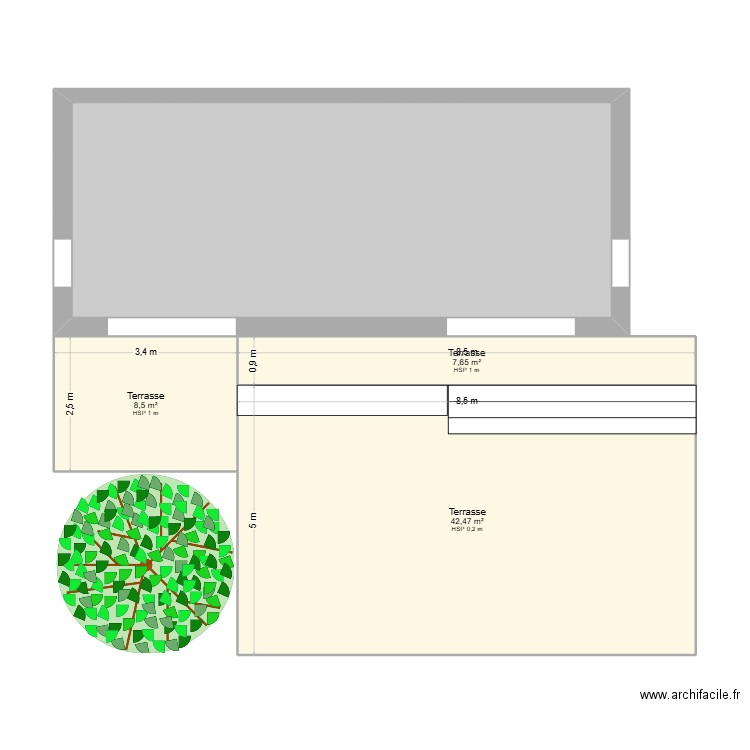 Terrasse. Plan de 4 pièces et 99 m2