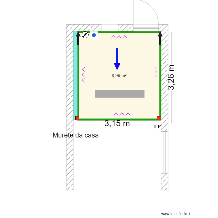 Stacey Rodrigues- Pechão. Plan de 1 pièce et 9 m2