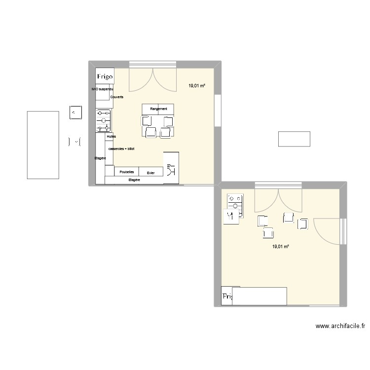 Csuisin3. Plan de 2 pièces et 38 m2