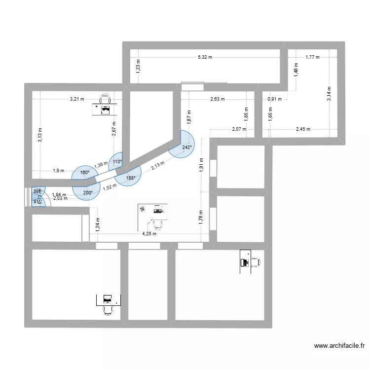 dentiste1. Plan de 10 pièces et 72 m²