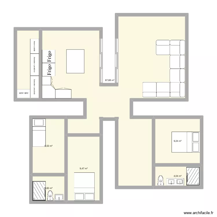 ideal. Plan de 6  et 102 m²
