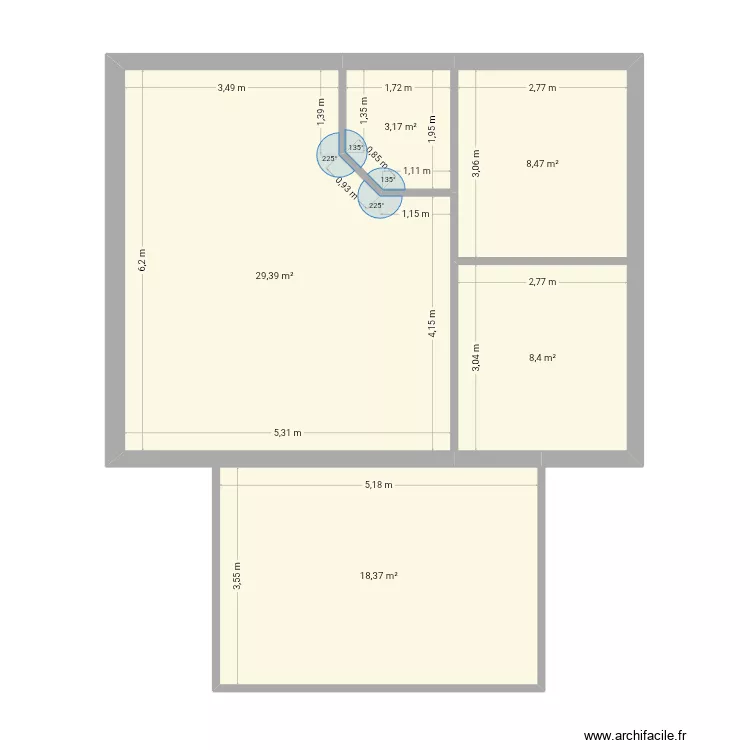 Base. Plan de 5  et 68 m²