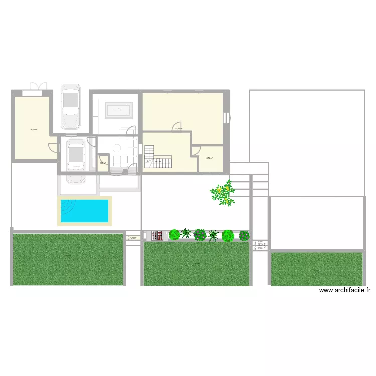 le beatin  etage et ext vers1. Plan de 12  et 158 m²