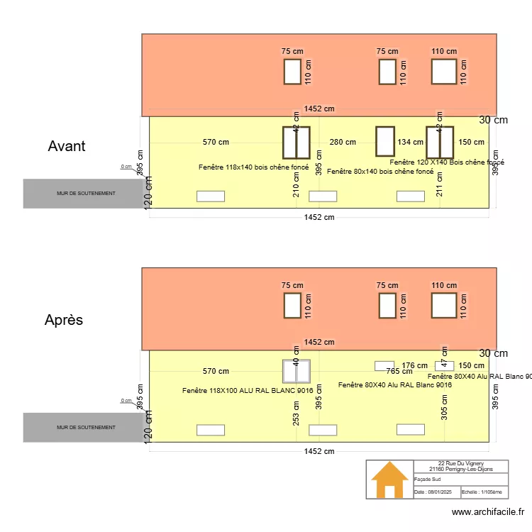 FACADE SUD. Plan de 